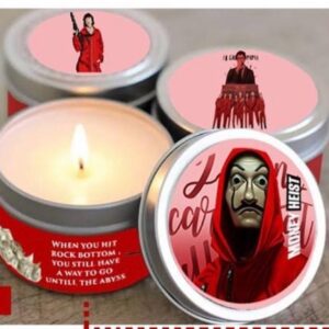 Money Heist–themed tin candle
