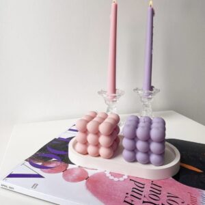 Pastel Bauble Candle Set with Minimalist Tray